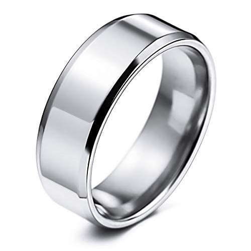 MunkiMix Herren Hochzeit Ringe Wasserdicht zum Frauen Jungs Mädchen Rostfreier Stahl Poliert Herren Hochzeit Bands Versprechen Ring zum Männer 8mm Silber Farbe (Größe 70) von MunkiMix