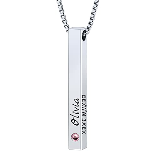 MunkiMix Namenskette Personalisierte Kette mit Gravur Anhänger Edelstahl Bar Halskette Herren Personalisierter Schmuck Zum Geburtstag Geschenke für Freund Partner Tochter Damen Frauen von MunkiMix