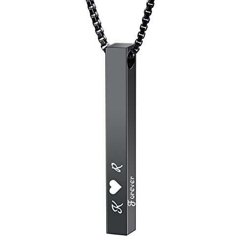 MunkiMix Namenskette Personalisierte Kette mit Gravur Anhänger Edelstahl Bar Halskette Herren Personalisierter Schmuck Zum Geburtstag Geschenke für Freund Partner Tochter Damen Frauen von MunkiMix