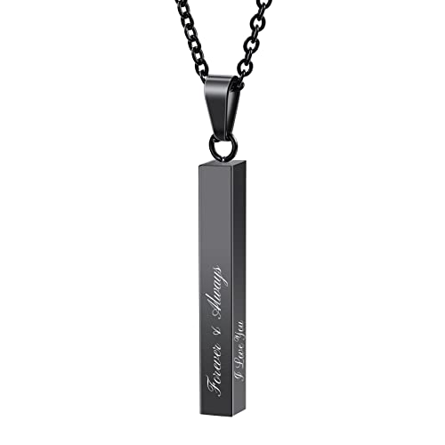 MunkiMix Namenskette Personalisierte Kette mit Gravur Anhänger Edelstahl Bar Halskette Herren Personalisierter Schmuck Zum Geburtstag Geschenke für Freund Partner Tochter Damen Frauen von MunkiMix