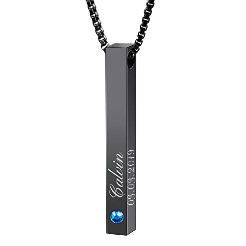 MunkiMix Namenskette Personalisierte Kette mit Gravur Anhänger Edelstahl Bar Halskette Herren Personalisierter Schmuck Zum Geburtstag Geschenke für Freund Partner Tochter Damen Frauen von MunkiMix