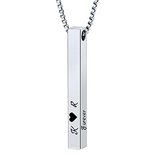 MunkiMix Namenskette Personalisierte Kette mit Gravur Anhänger Edelstahl Bar Halskette Herren Personalisierter Schmuck Zum Geburtstag Geschenke für Freund Partner Tochter Damen Frauen von MunkiMix