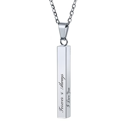 MunkiMix Namenskette Personalisierte Kette mit Gravur Anhänger Edelstahl Bar Halskette Herren Personalisierter Schmuck Zum Geburtstag Geschenke für Freund Partner Tochter Damen Frauen von MunkiMix