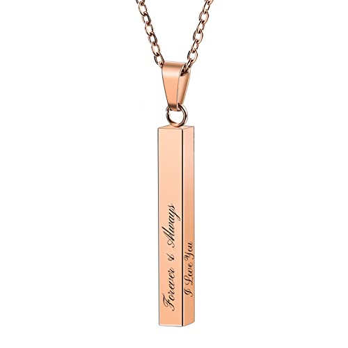 MunkiMix Namenskette Personalisierte Kette mit Gravur Anhänger Edelstahl Bar Halskette Herren Personalisierter Schmuck Zum Geburtstag Geschenke für Freund Partner Tochter Damen Frauen von MunkiMix