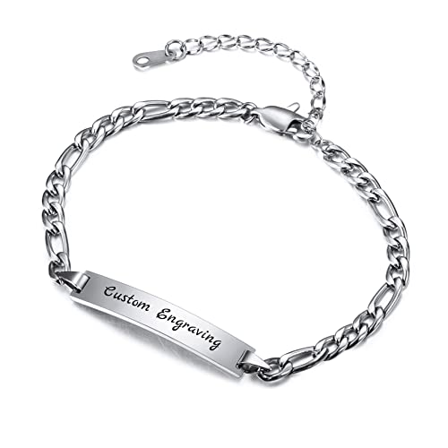 MunkiMix Personalisierte Armbänder Gravur Namens/Datum Edelstahl Armreif mit Herz Anhänger Verstellbares Kette Schmuck Geschenke für Frauen Freundin Beste Freunde (Silber) von MunkiMix