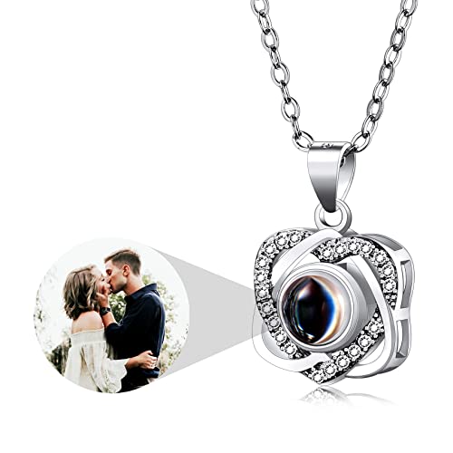MunkiMix Personalisierte Projektions Foto Halskette Herz Anhänger für Frauen 925 Sterling Silber Schmuck Jubiläum Geburtstags Geschenk für Ihre Mutter Freundin Frau von MunkiMix