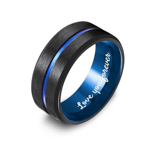 MunkiMix Personalisierte Verlobungsring Paar Eheringe-Set Verlobungsringe Partner Ringe für Sie und Ihn Partnerringe Edelstahl 6/8 mm Breite Passende Verlobungsringe für Paare (Style A2) von MunkiMix