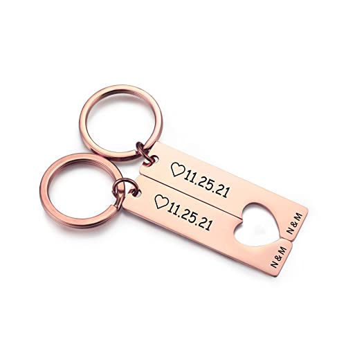 Schlüsselanhänger Personalisiert für Mama Partner Frauen Freundin, Gravur Herz Puzzle Schlüsselanhänger Geschenk Muttertag (Rose Gold Text von MunkiMix