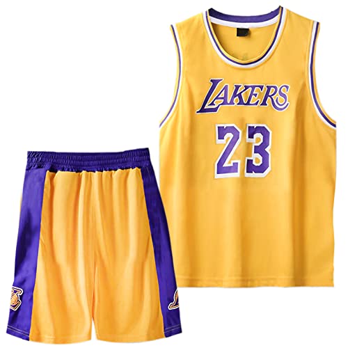 Mupopy Kleine Jungen 2er-Set Basketball Trainings Jersey and Pants, Basketball Kleidung Kinder, Jungen Basketball Trikot Kinder Basketball Weste Kinder(Gelb,2XL) von Mupopy