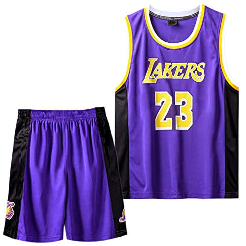 Mupopy Kleine Jungen 2er-Set Basketball Trainings Jersey and Pants, Basketball Kleidung Kinder, Jungen Basketball Trikot Kinder Basketball Weste Kinder(Violett,3XL) von Mupopy