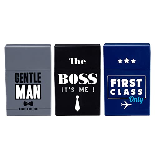 Murago - 3er Set Zigarettenbox Big Boss - Kunststoff für ca. 20 Zigaretten geeignet - Schwarz Blau Grau mit Spruch Zigarettenetui von Murago
