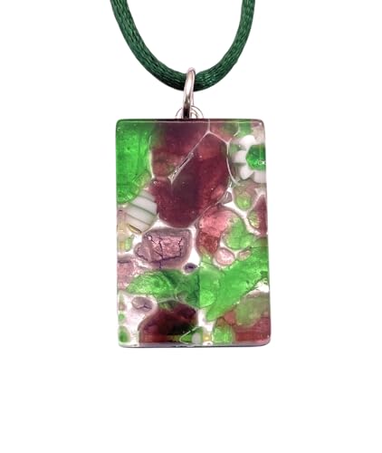 Anhänger Muranoglas Millefiori auf silberfarbenem Blatt 3 cm x 2 cm inkl. Geschenkbox und Zertifikat (Camilla) von Murano Glass from Murano Passion