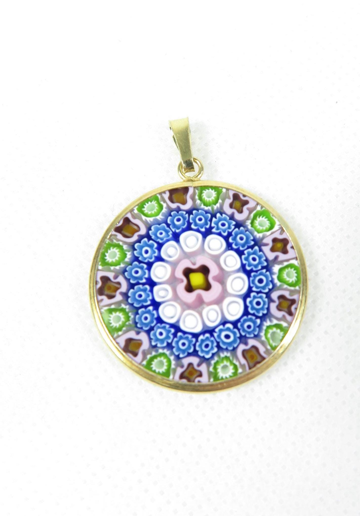 Millefiori Murrina Muranoglas-Anhänger Vergoldet von MuranoShop