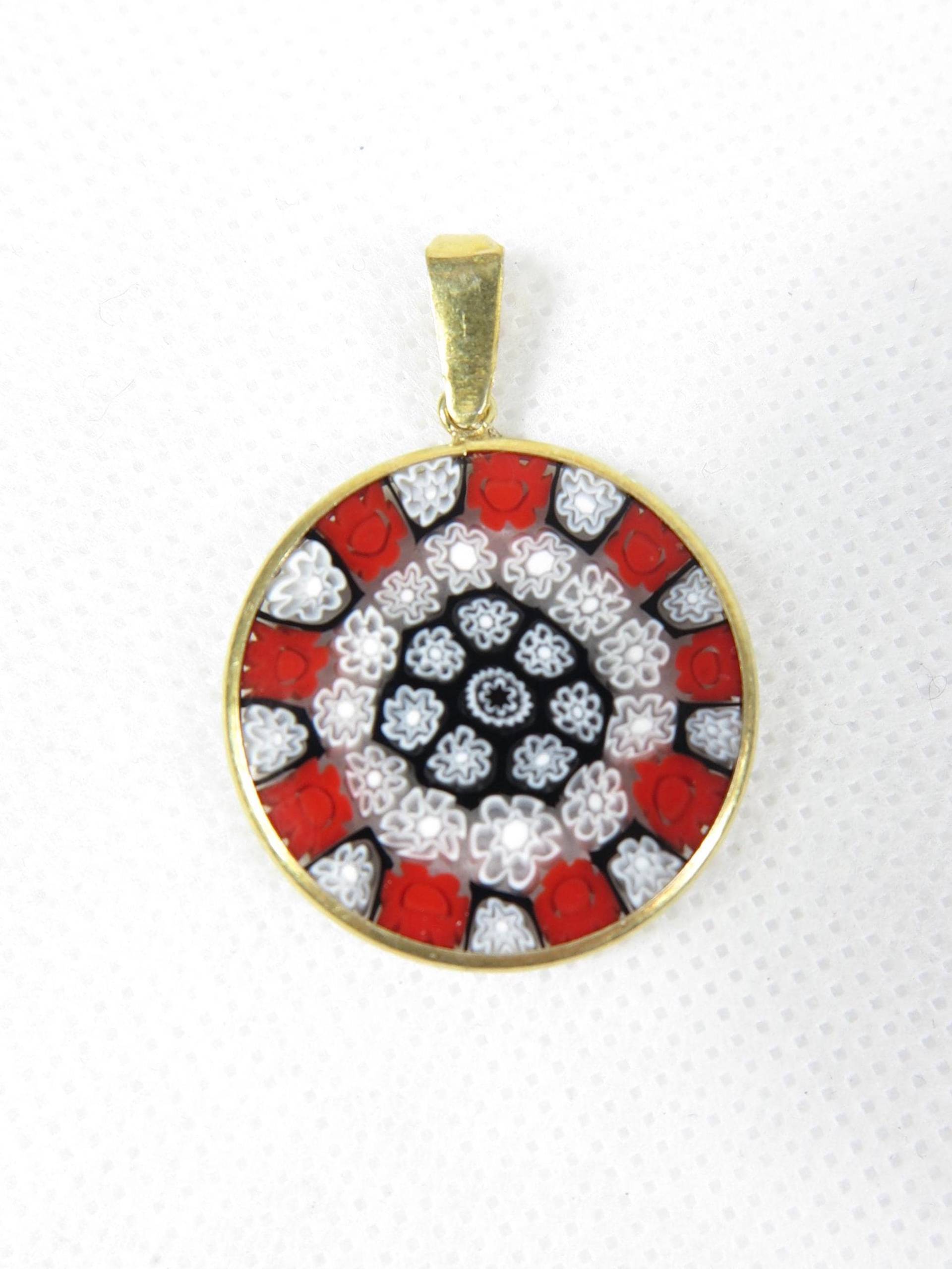 Millefiori Murrina Muranoglas-Anhänger Vergoldet von MuranoShop