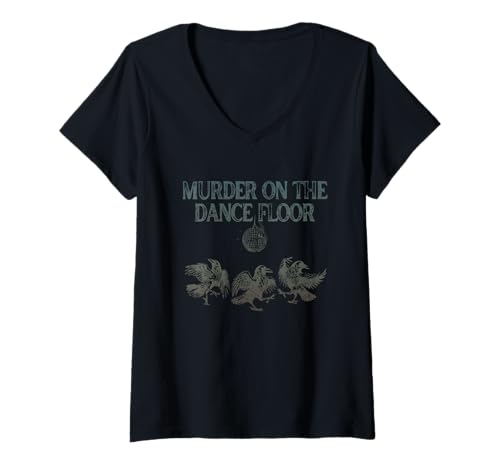 Damen Murder On The Dance Floor Lustige Krähe Tanzdisco T-Shirt mit V-Ausschnitt Damen Murder On The Dance Floor Lustige Krähe Tanzdisco T-Shirt mit V-Ausschnitt von Murder On The Dance Floor Funny Crow Dancing Tee