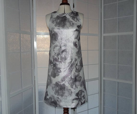 Ausgestattet Leinen Trapez Kleid, Größe 40 | Uk 12, Us 10 Kurzes Ausgestattet Ärmelloses Sommerkleid von MurielleJBCreations