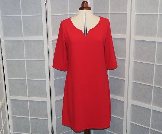 Trapezkleid, Rotes Kleid, 3/4 Ärmel Polyester Pfannkuchen Fließendes Abendkleid, Kleid Gekleidet von MurielleJBCreations