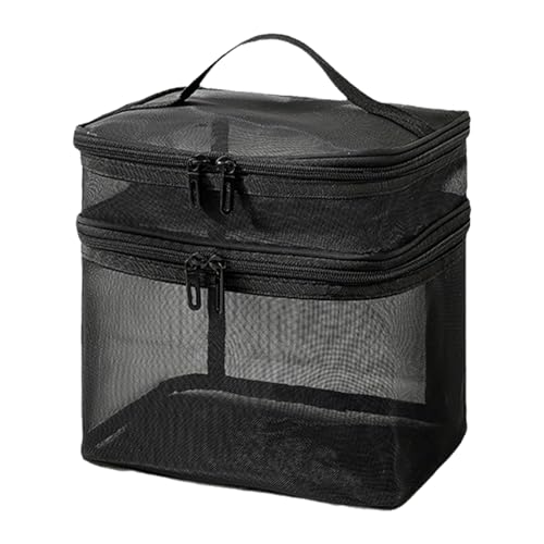 Kulturtasche Damen Reise Kosmetiktasche Mesh Duschtasche Mit Griffen Und Reißverschluss Für Büro Badezimmer Doppelschicht Netz Toilettentasche Portable Netztasche Für Mädchen Reise Make-up Zubehör von Murman