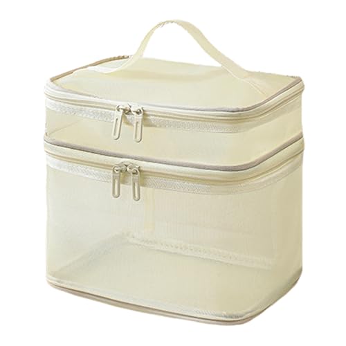 Kulturtasche Damen Reise Kosmetiktasche Mesh Duschtasche Mit Griffen Und Reißverschluss Für Büro Badezimmer Doppelschicht Netz Toilettentasche Portable Netztasche Für Mädchen Reise Make-up Zubehör von Murman