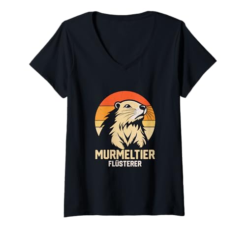 Damen Murmeltier Flüsterer Tier T-Shirt mit V-Ausschnitt von Murmeltiere Rocken Outfits und Geschenke
