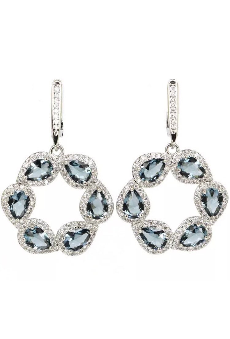 Topaz Hoop Kristall Silber Ohrringe Topaz Hoop Kristall Silber Ohrringe von MurniCo