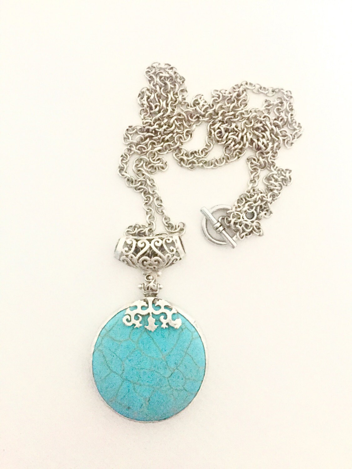 Türkis | 40mm Gefasst in Antik Silber ... Mit Auf Bestellung Gemacht Kette Türkis | 40mm Gefasst in Antik Silber ... Mit Auf Bestellung Gemacht Kette von MurniCo