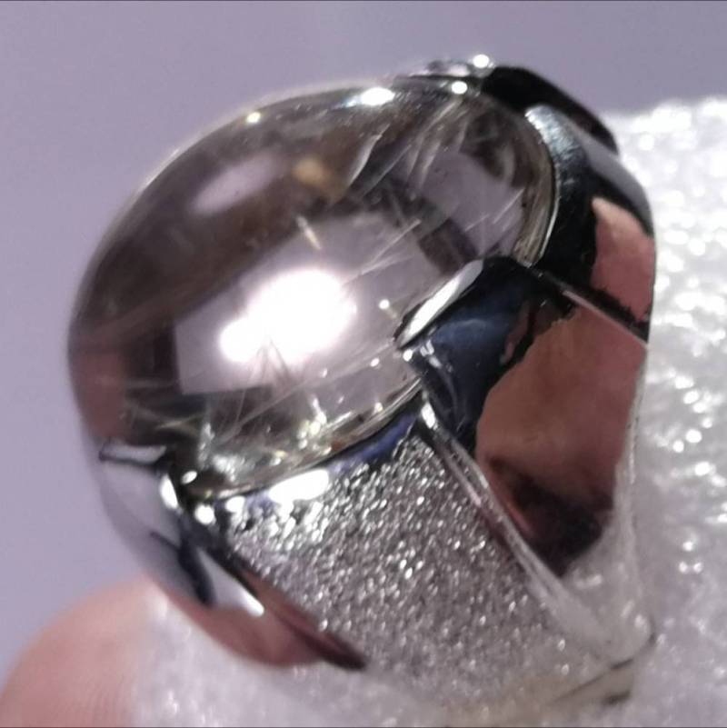 Muh E Najaf Rutilquarz Ring Silber Goldene Haare von Murtazagems