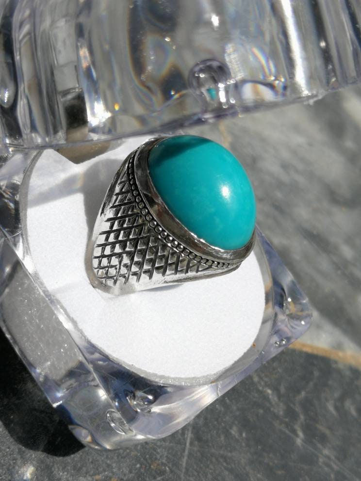 Natürliche Hussaini Feroza Türkis Herrenring von Murtazagems