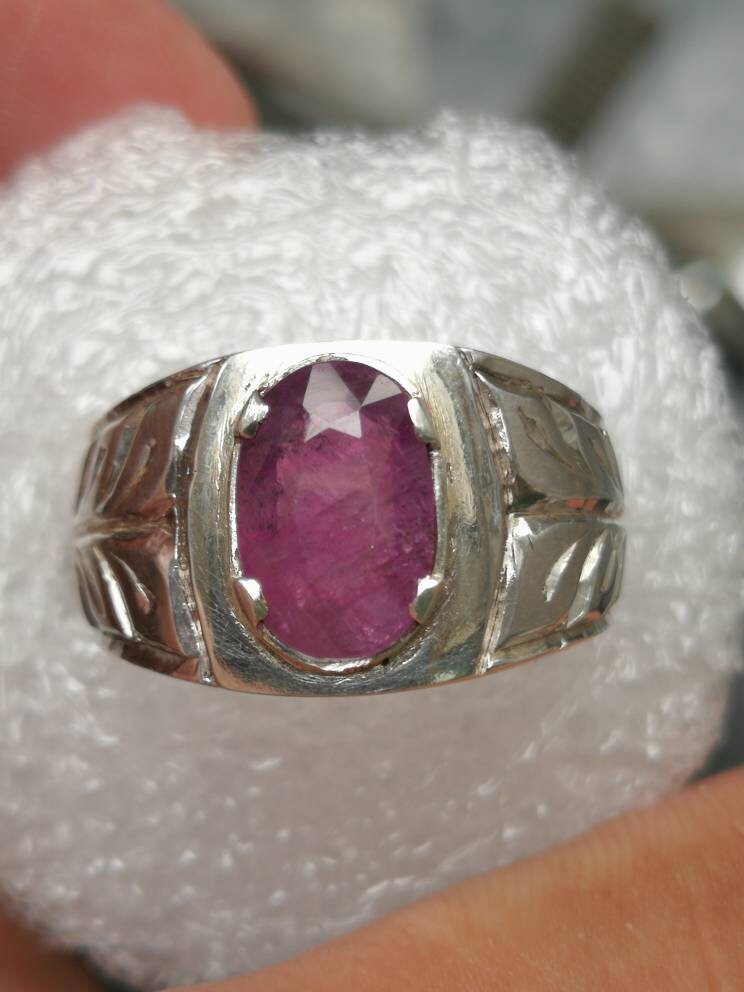 Natürliche Rubin Purplish Rot Unbeheizt Aus Afghanistan Herren Ring 3, 5 Cts Hand Geschnitzt Handwerker Handgefertigten von Murtazagems