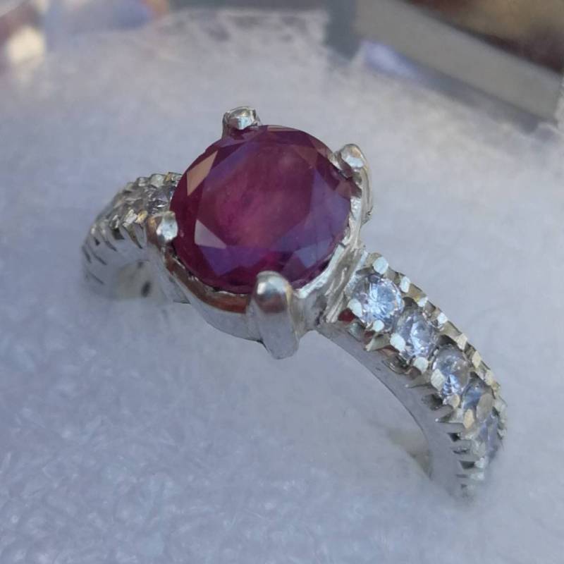 Natürlicher Unbehandelter Rubin Ring Für Frauen Damen Mädchen Cz Besetzt von Murtazagems