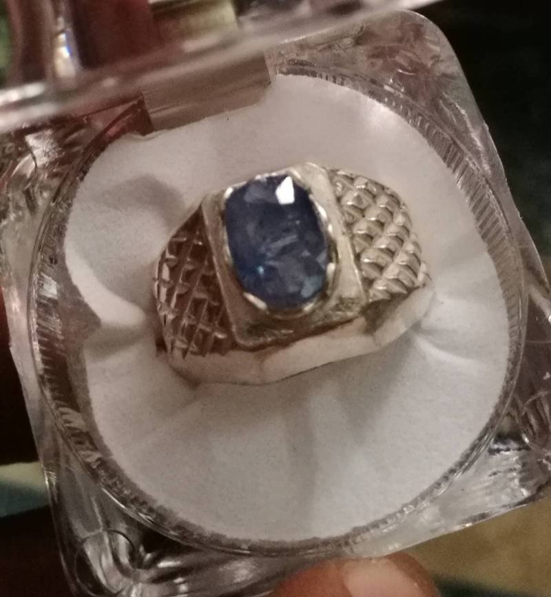Natürlicher Unbeheizter Kaschmir Saphir 999 Silber Ring Großer Stein von Murtazagems