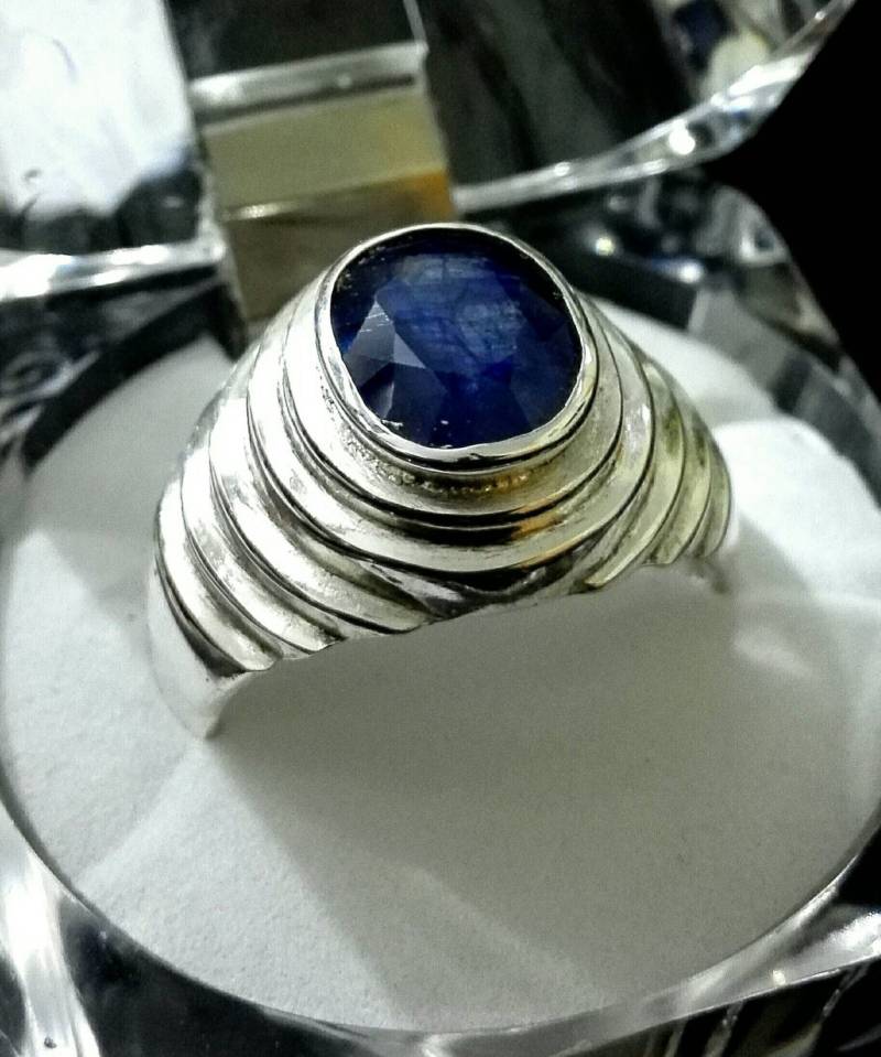 Natürlicher Ungeheizter Saphir Neelam Sterling 925 Silber Ring von Murtazagems