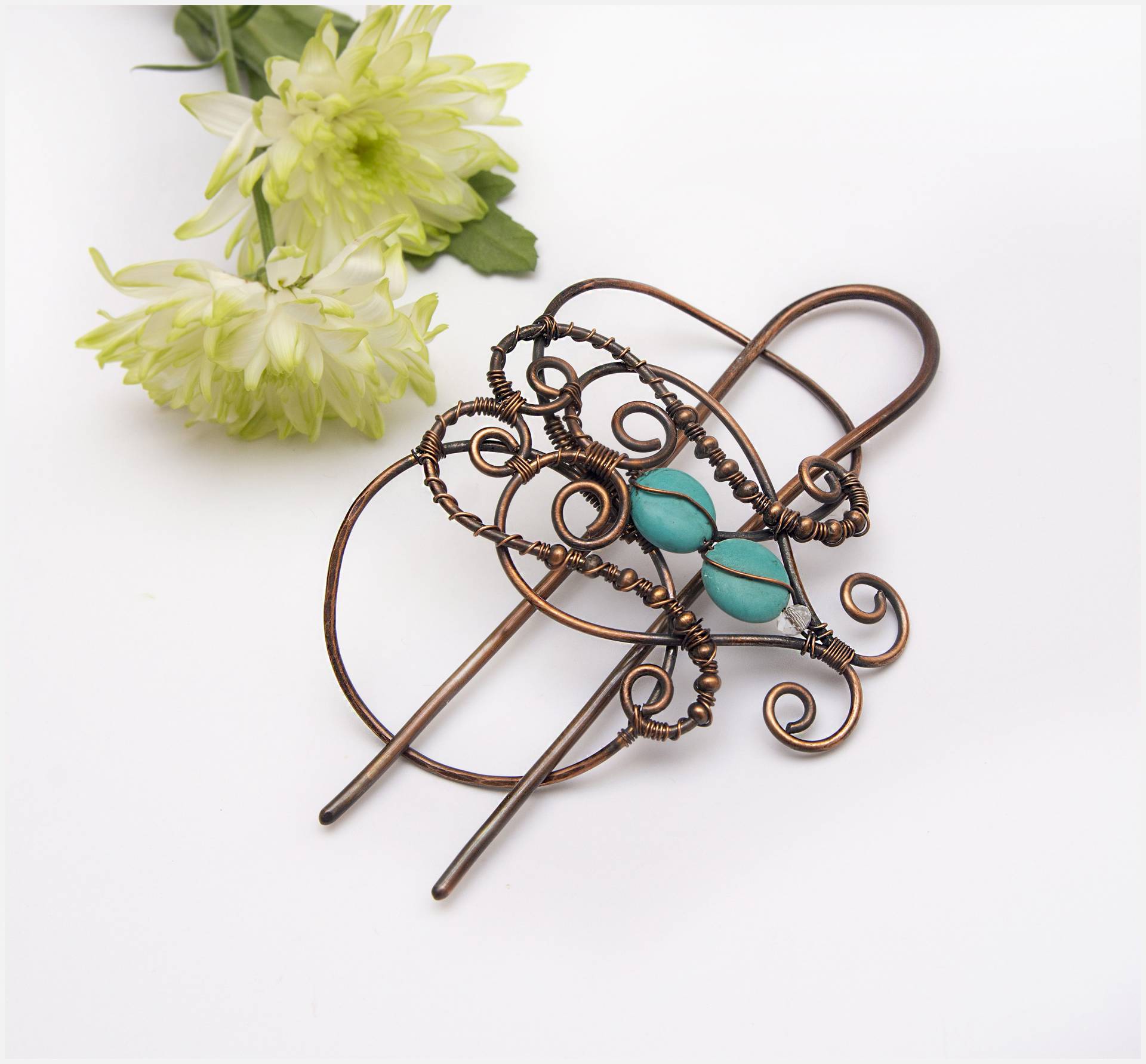 Antike Kupfer Haarknoten Folie, Schmetterling Design Haarspange, Türkissteine, Haarknotenhalter Geschenk Für Frauen Antike Kupfer Haarknoten Folie, Schmetterling Design Haarspange, Türkissteine, Haarknotenhalter Geschenk Für Frauen von MusawwarCreations