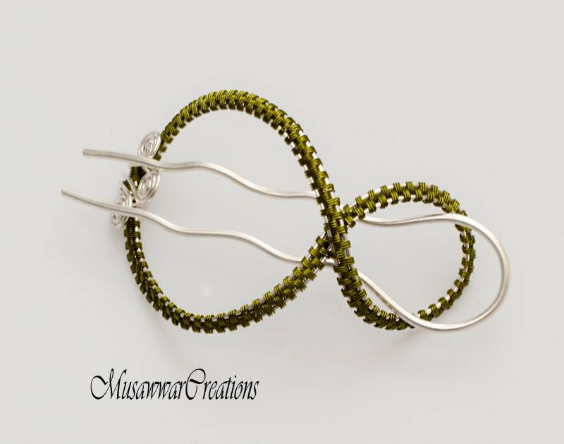 Infinity Design, Silber Haar Bun Halter, Ausgefallener Draht von MusawwarCreations