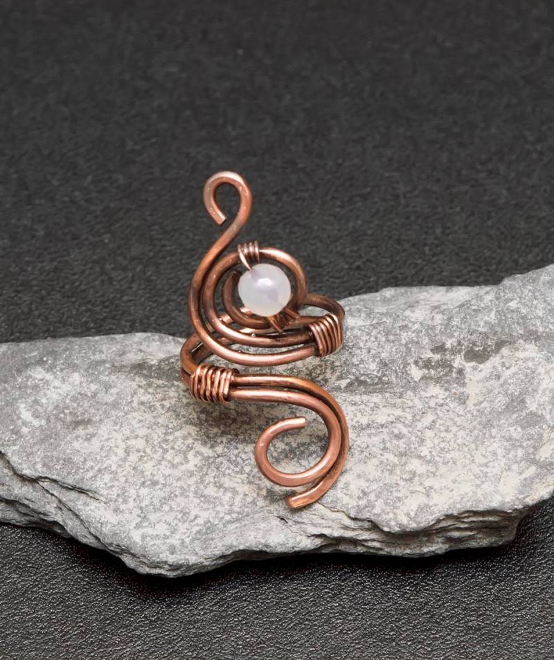 Kupfer Fingerring, Draht Gewickelt Verstellbarer Kupferring, Antiker Kupferring.einstellbarer Ring, Oxidiertes - Boho Kupferring von MusawwarCreations