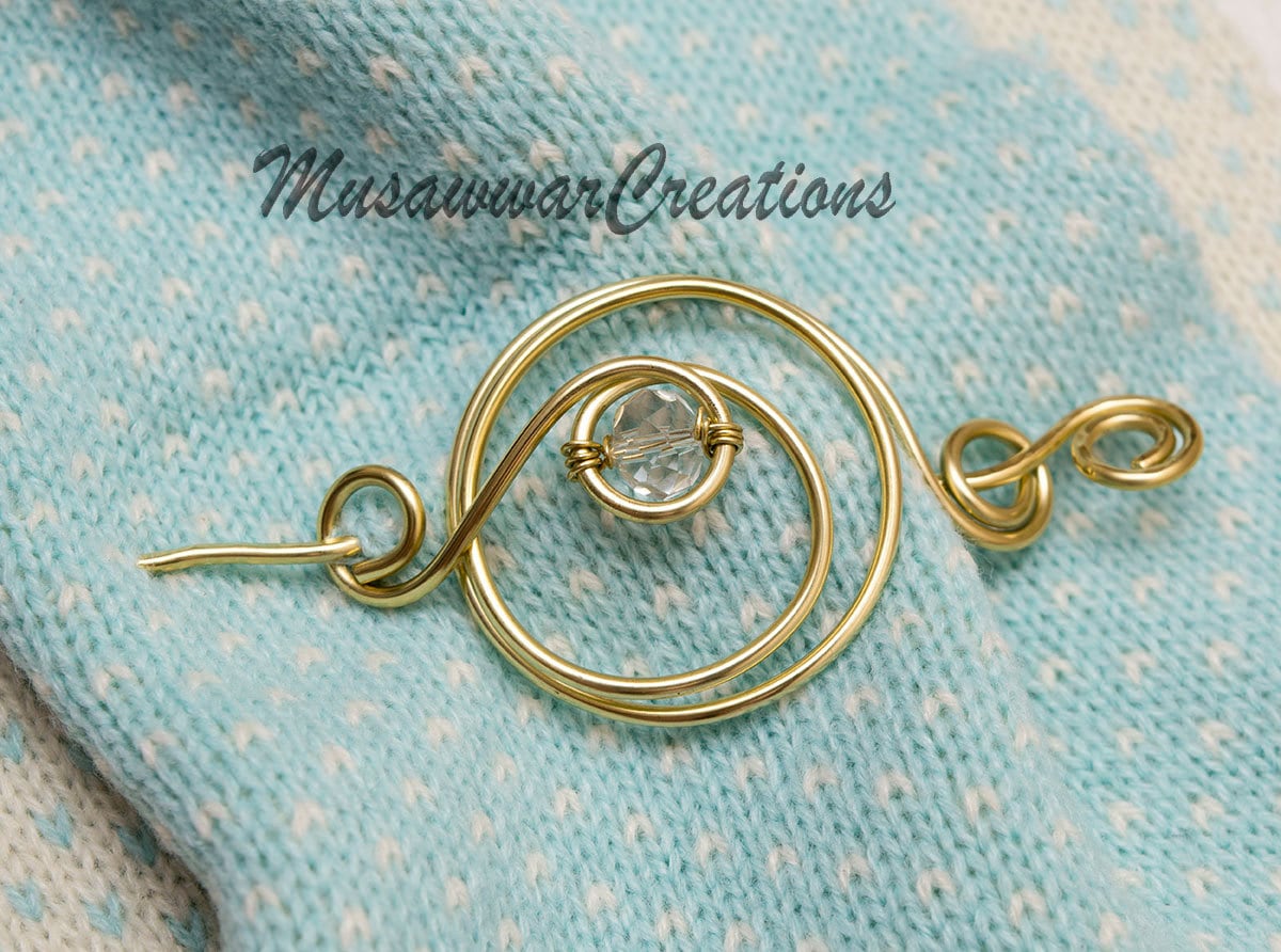 Messing Schalnadel - Kristall Perle Schal Oder Pullover Brosche, Handgemachtes Accessoire Messing Schalnadel - Kristall Perle Schal Oder Pullover Brosche, Handgemachtes Accessoire von MusawwarCreations