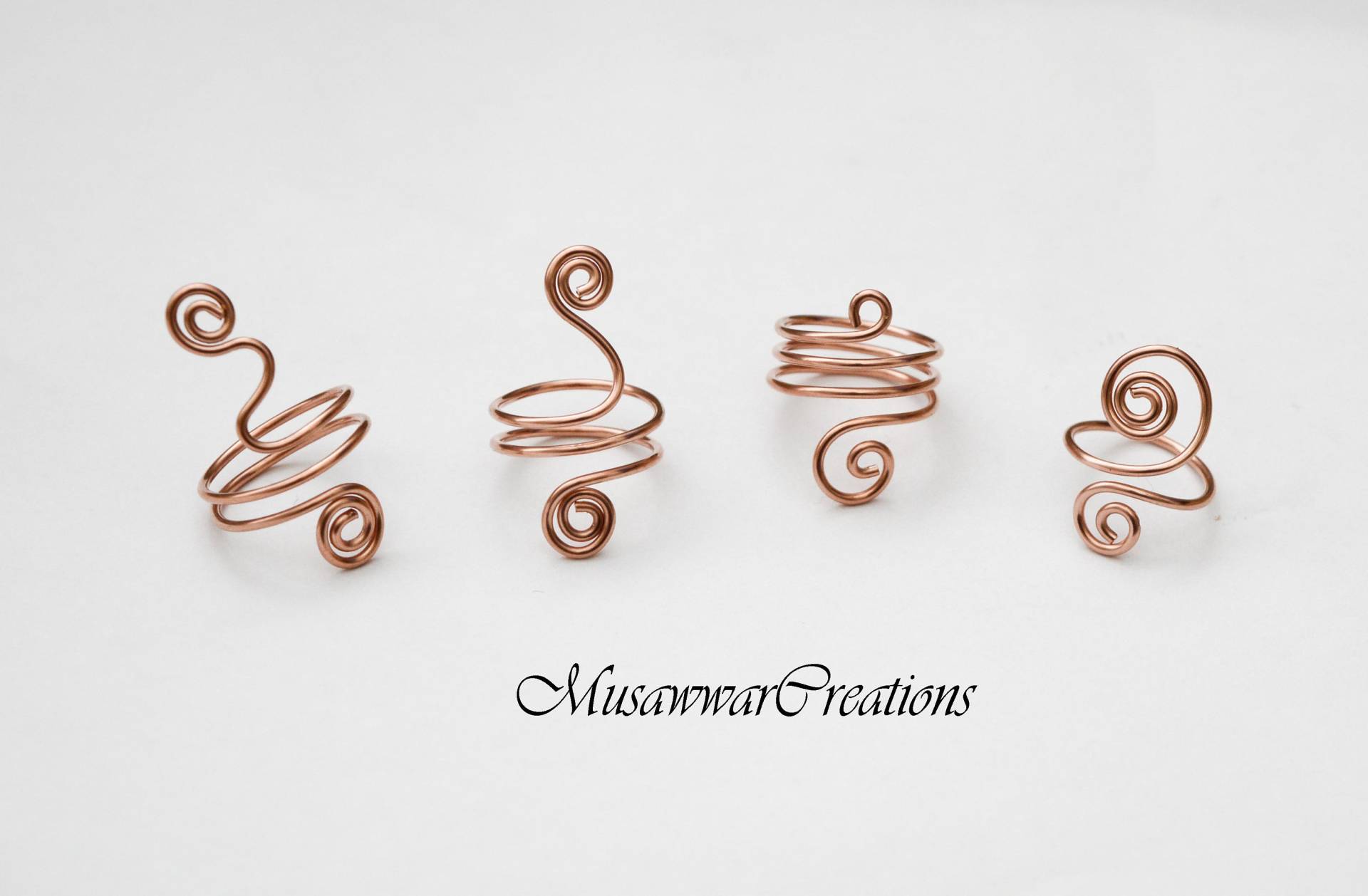 Midi Above Knuckle Ring, Oberfinger Set Von 4 Mittelfinger Kupfer Draht Ring Set von MusawwarCreations