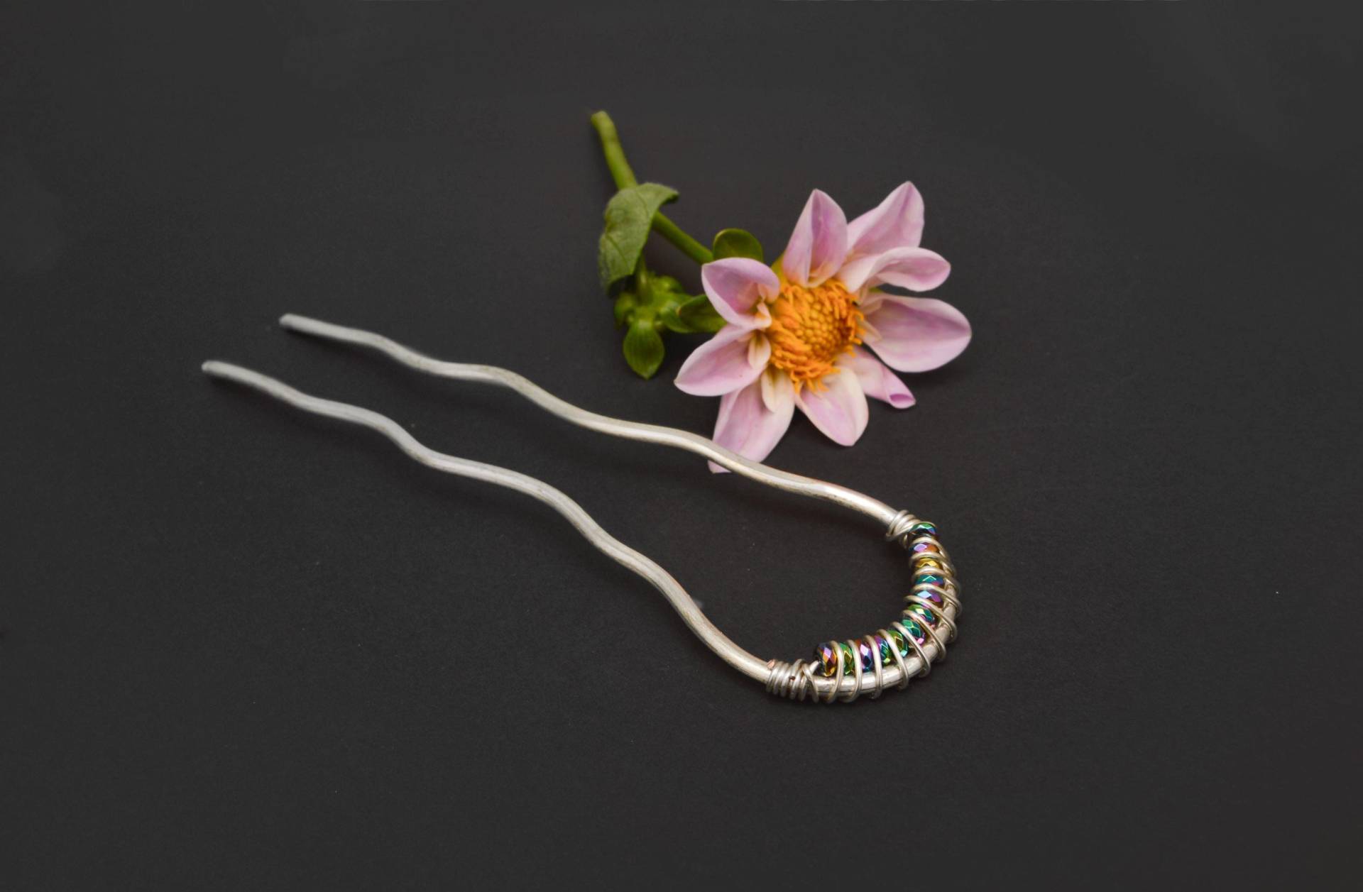 Regenbogen Hämatit Haarknoten Versilberter Kupfer Haarknoten-stick Regenbogen Hämatit Haarknoten Versilberter Kupfer Haarknoten-stick von MusawwarCreations