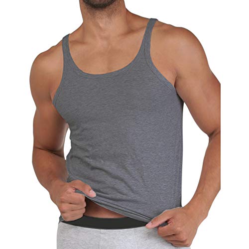 Herren Basic Muskelshirt Unterhemden Ärmellos A-Shirts Unterwäsche Baumwolle 2303 Dunkelgrau XL von Muscle Alive