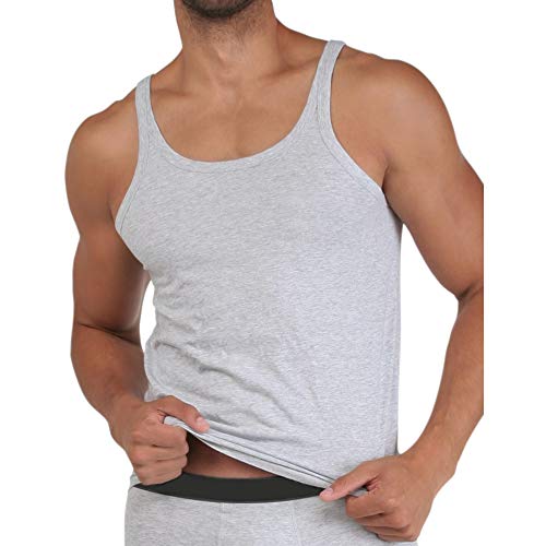 Herren Basic Muskelshirt Unterhemden Ärmellos A-Shirts Unterwäsche Baumwolle 2303 Grau S von Muscle Alive