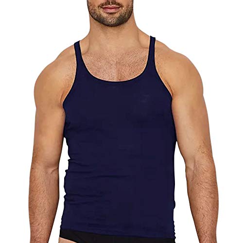 Herren Basic Muskelshirt Unterhemden Ärmellos A-Shirts Unterwäsche Baumwolle 2303 Dunkelblau M von Muscle Alive