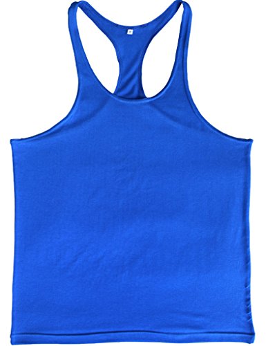 Herren Bodybuilding Tank Tops Hemden Baumwolle Fitness Stringer Sport Shirts Achselshirts blau XL von Muscle Alive