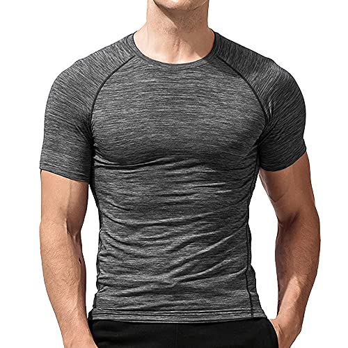 Herren Fest Kompression Grundschicht Kurzarm T-Shirt Bodybuilding Tops Dunkelgrau 2XL Herren Fest Kompression Grundschicht Kurzarm T-Shirt Bodybuilding Tops Dunkelgrau 2XL von Muscle Alive