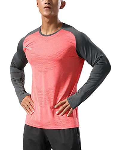 Herren Fitness Lange Ärmel Hemden Sport Running Bodybuilding T-Shirts Trockener Sitz Oberteil Sweatshirts Orange L von Muscle Alive