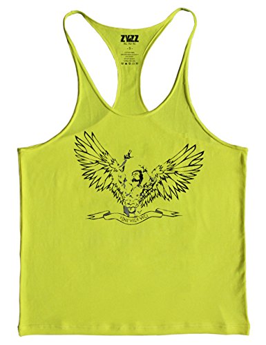 Herren Fitnessstudio Stringer Tank Tops Bodybuilding Fitness Muskelshirt Baumwolle Color Gelb Size S von Muscle Alive