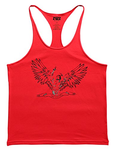 Herren Fitnessstudio Stringer Tank Tops Bodybuilding Fitness Muskelshirt Baumwolle Color Rot Size L von Muscle Alive