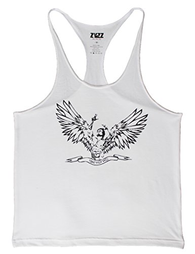 Herren Fitnessstudio Stringer Tank Tops Bodybuilding Fitness Muskelshirt Baumwolle Color Weiß Size L von Muscle Alive