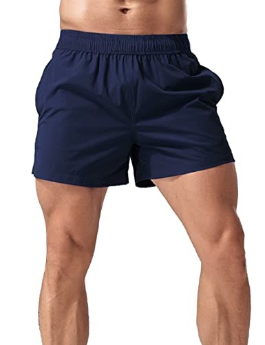 Herren Laufen Kurze Hose 5" Leicht Fitness Bodybuilding Schnelltrocknend mit Atmungsaktiv Mesh-Rückseite Navy blau L von Muscle Alive