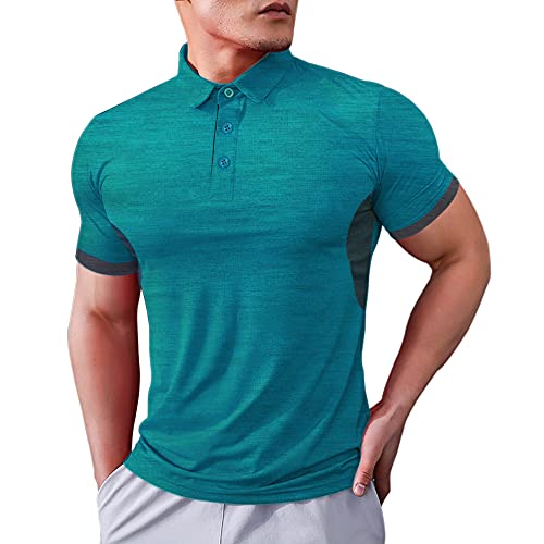 Herren Polo Hemden Kurze Ärmel Golf Trockener Sitz Performance T-Shirt zum Männer Sports Tshirts Grün Small von Muscle Alive