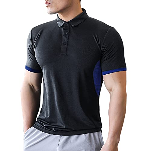 Herren Polo Hemden Kurze Ärmel Golf Trockener Sitz Performance T-Shirt zum Männer Sports Tshirts Schwarz Large von Muscle Alive